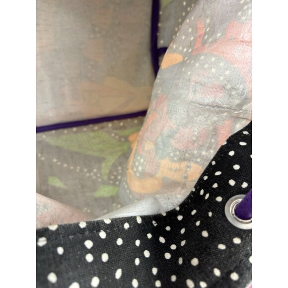 Vtg 90s LAUREL BURCH Tote Bag Drawstring Bucket Canvas Cat Retro Folk Art Artist - Picture 7 of 16